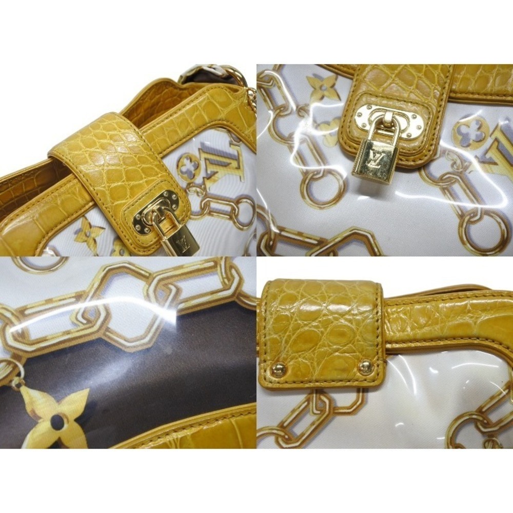 LOUIS VUITTON Sac Fleur Shoulder Bag Tote White Yellow - Picture 5 of 9
